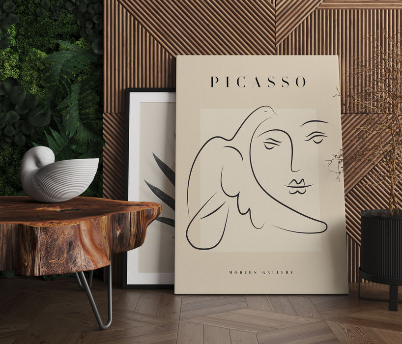 Picasso Art Collection  - Frau mit Taube, Leinwandbild