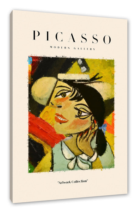 Pixxprint Picasso Art Collection - Frau mit Kleid und Zopf, Leinwandbild