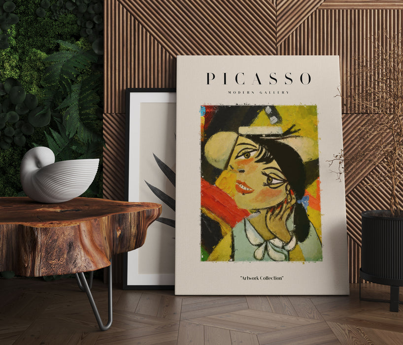 Picasso Art Collection  - Frau mit Kleid und Zopf, Leinwandbild