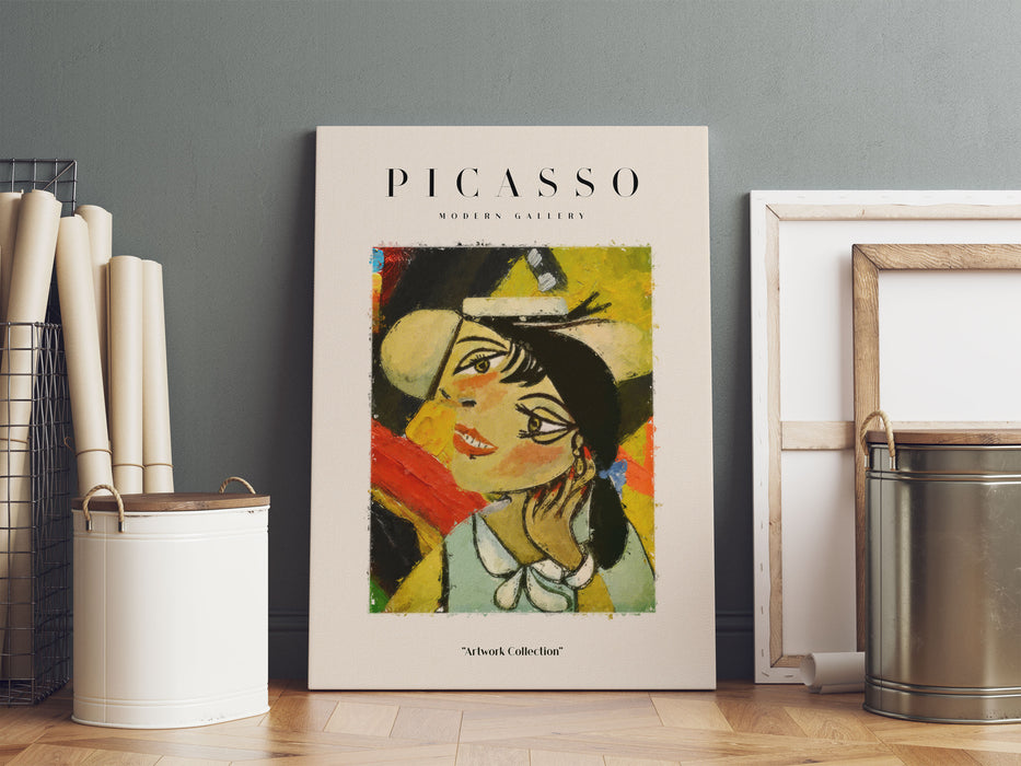 Picasso Art Collection  - Frau mit Kleid und Zopf, Leinwandbild