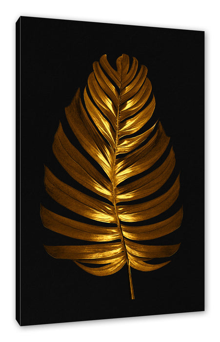 Pixxprint Modern Art Botanical - Goldenes Blatt II, Leinwandbild