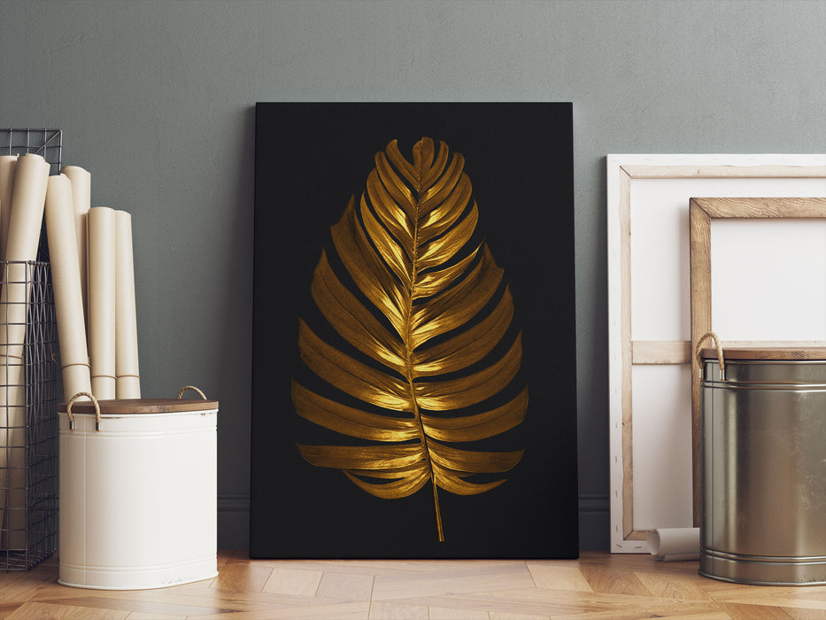 Modern Art Botanical  - Goldenes Blatt II, Leinwandbild