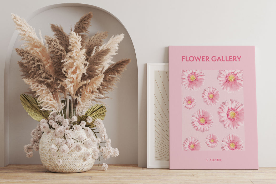 Flower Gallery  - Rosa Gerbera , Leinwandbild