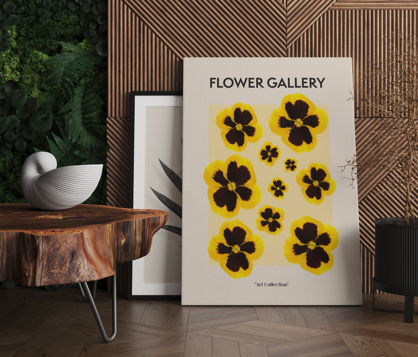 Flower Gallery  - Gelbe Stiefmütterchen Veilchen, Leinwandbild