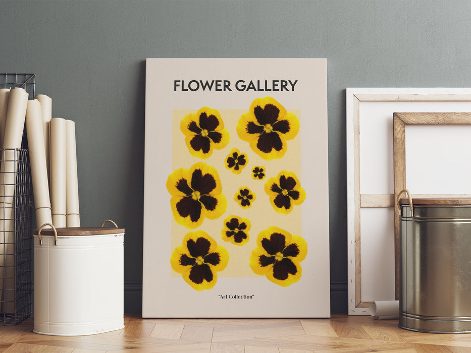 Flower Gallery  - Gelbe Stiefmütterchen Veilchen, Leinwandbild