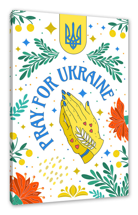 Pixxprint Hippie Art - Pray for Ukraine, Leinwandbild