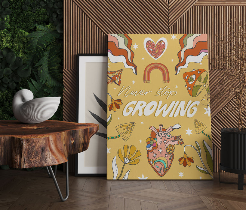 Hippie Art  - Never Stop Growing, Leinwandbild