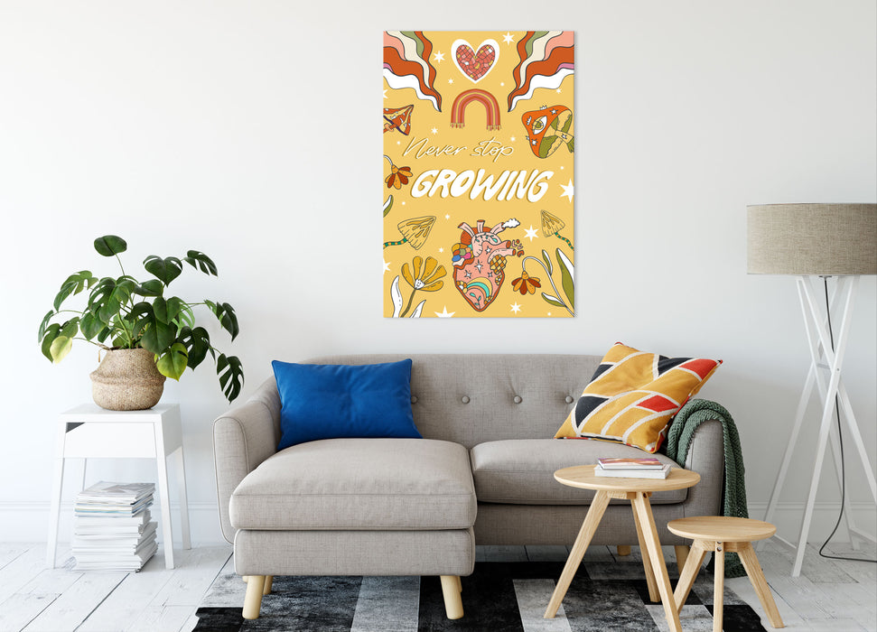 Hippie Art  - Never Stop Growing, Leinwandbild