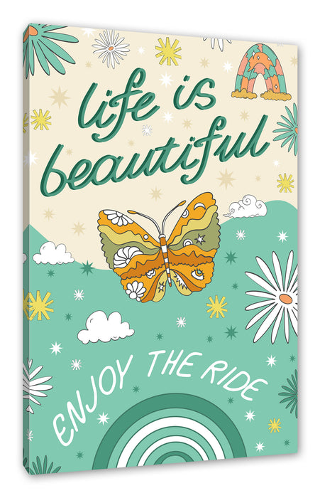 Pixxprint Hippie Art - Life is beautiful, Leinwandbild