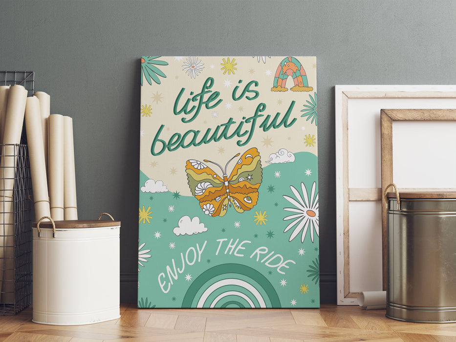 Hippie Art  - Life is beautiful, Leinwandbild