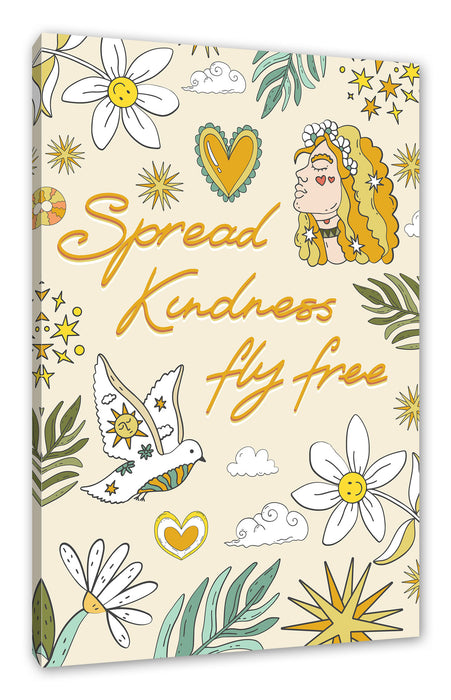 Pixxprint Hippie Art - Spread Kindness, Leinwandbild