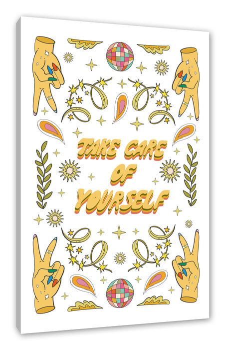 Pixxprint Hippie Art - Take care of yourself, Leinwandbild