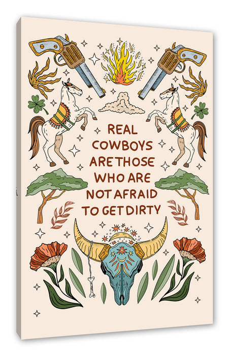 Pixxprint Hippie Art - Real Cowboys, Leinwandbild