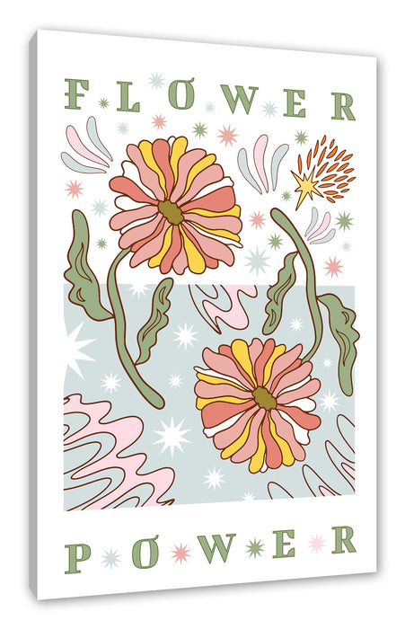 Pixxprint Hippie Art - Flower Power, Leinwandbild