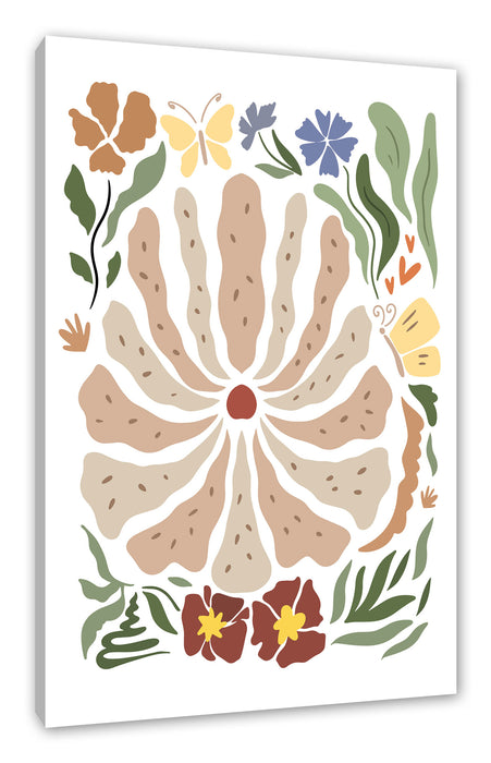 Pixxprint Hippie Art - Blume, Leinwandbild