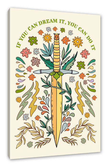 Pixxprint Hippie Art - If you can dream it, you can do it, Leinwandbild