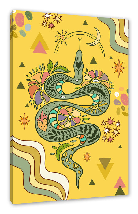 Pixxprint Hippie Art - Schlange, Leinwandbild