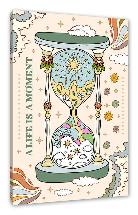 Pixxprint Hippie Art - A life is a moment, Leinwandbild