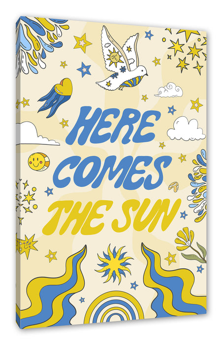 Pixxprint Hippie Art - Here comes the sun, Leinwandbild
