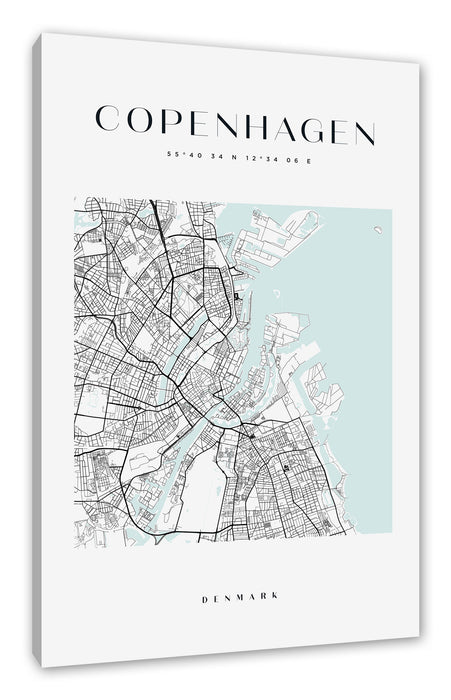 Stadtkarte Eckig  - Dänemark, Leinwandbild