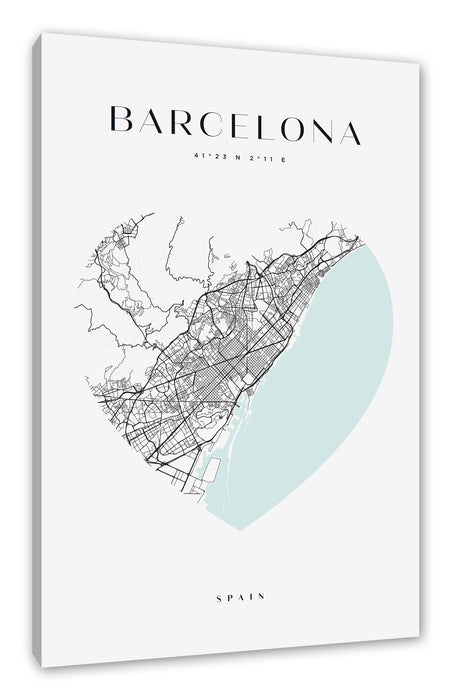 Pixxprint Lieblings Stadt - Barcelona, Leinwandbild