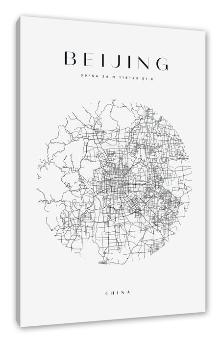 Stadtkarte Rund  - Beijing, Leinwandbild
