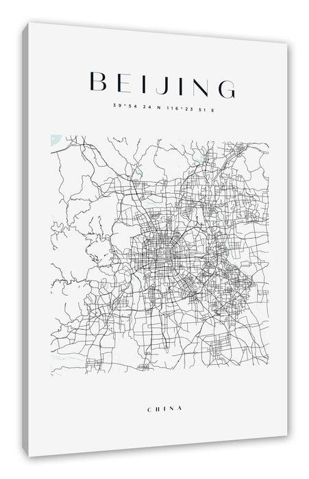 Stadtkarte Eckig  - Beijing, Leinwandbild