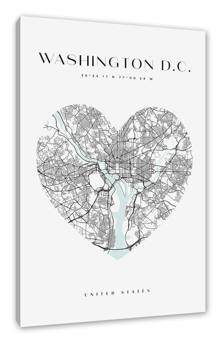 Pixxprint Lieblings Stadt - Washington D.C., Leinwandbild