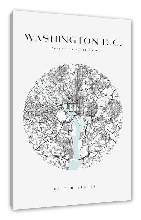 Stadtkarte Rund  - Washington D.C., Leinwandbild