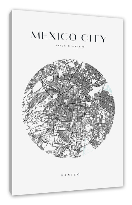 Stadtkarte Rund  - Mexico City, Leinwandbild