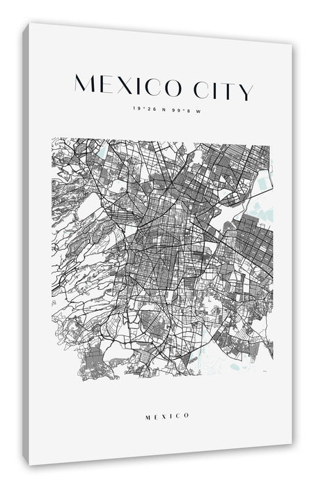 Stadtkarte Eckig  - Mexico City, Leinwandbild