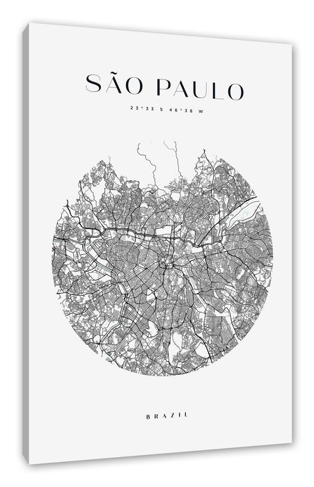 Pixxprint Stadtkarte Rund - Sao Paulo, Leinwandbild