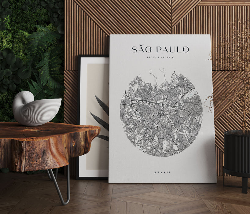 Stadtkarte Rund  - Sao Paulo, Leinwandbild