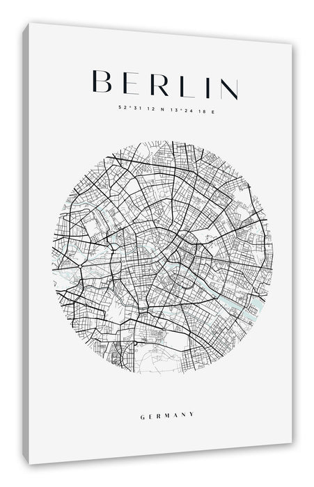 Pixxprint Stadtkarte Rund - Berlin, Leinwandbild