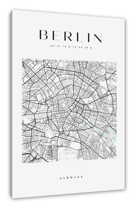 Pixxprint Stadtkarte Eckig - Berlin, Leinwandbild