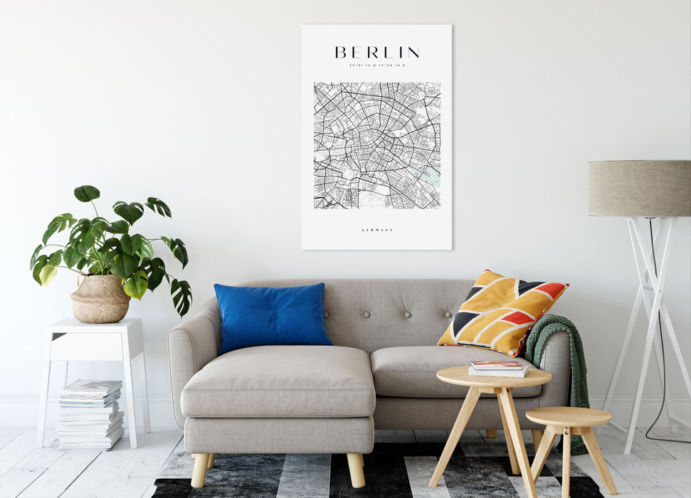 Stadtkarte Eckig  - Berlin, Leinwandbild