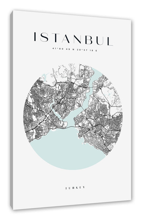 Stadtkarte Rund  - Istanbul, Leinwandbild