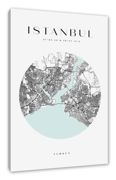 Pixxprint Stadtkarte Rund - Istanbul, Leinwandbild