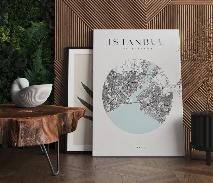 Stadtkarte Rund  - Istanbul, Leinwandbild