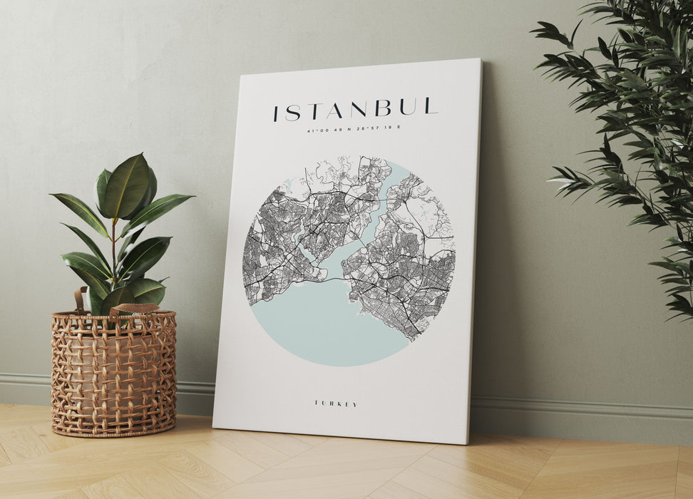 Stadtkarte Rund  - Istanbul, Leinwandbild