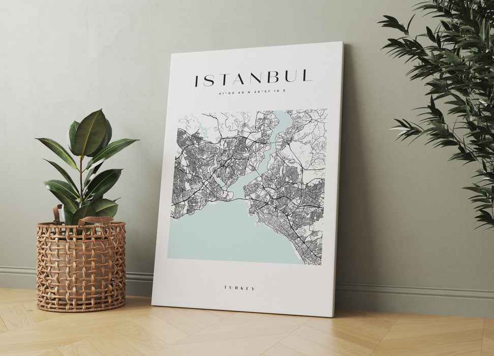 Stadtkarte Eckig  - Istanbul, Leinwandbild