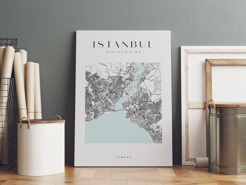 Stadtkarte Eckig  - Istanbul, Leinwandbild