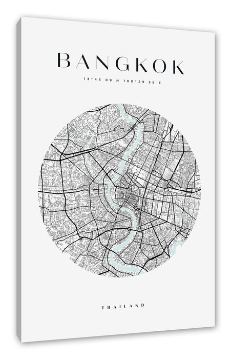 Stadtkarte Rund  - Bangkok, Leinwandbild