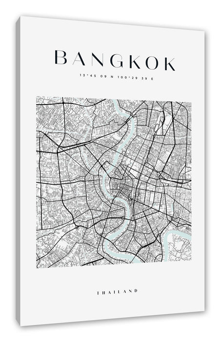 Stadtkarte Eckig  - Bangkok, Leinwandbild