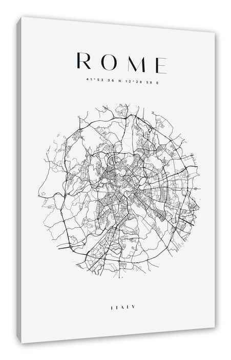 Stadtkarte Rund  - Rom, Leinwandbild