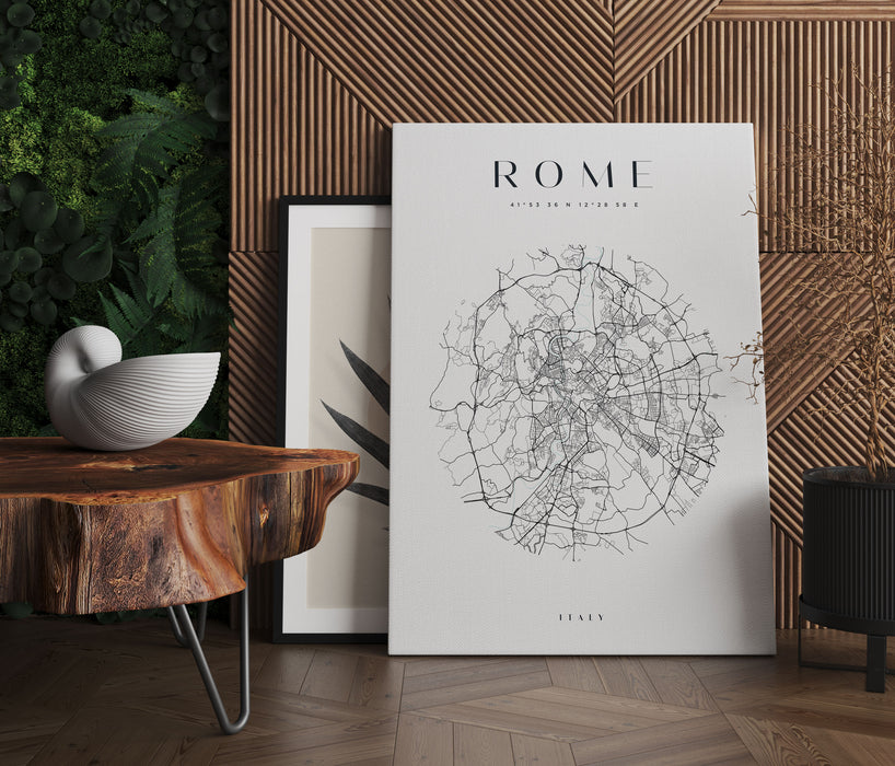 Stadtkarte Rund  - Rom, Leinwandbild