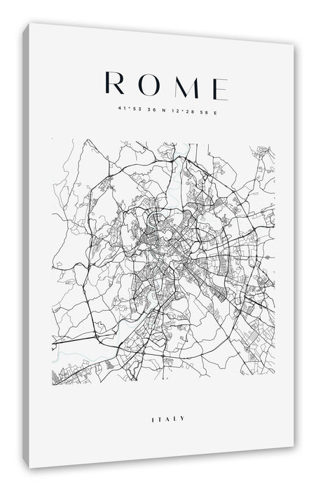 Stadtkarte Eckig  - Rom, Leinwandbild