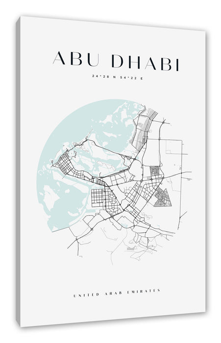 Pixxprint Stadtkarte Rund - Abu Dhabi, Leinwandbild