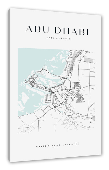 Pixxprint Stadtkarte Eckig - Abu Dhabi, Leinwandbild