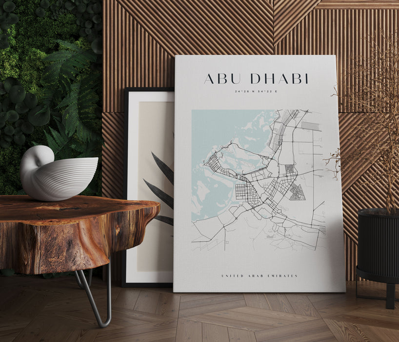Stadtkarte Eckig  - Abu Dhabi, Leinwandbild